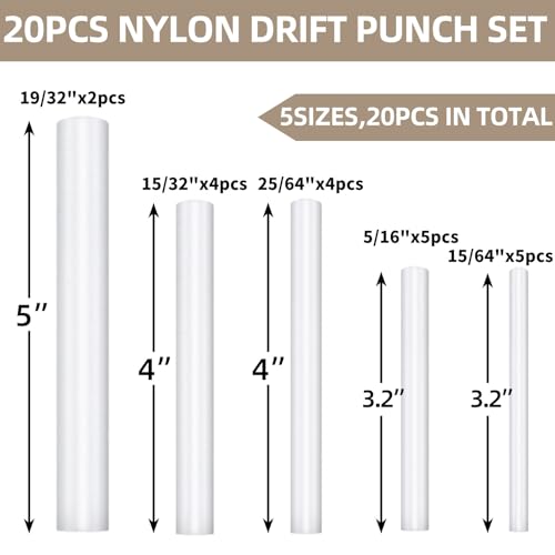 20Pcs Nylon Drift Punch Set, Non-marring Non-sparking Nylon Rod, Tool Kit for Glock, Rear Sight Remove Punch