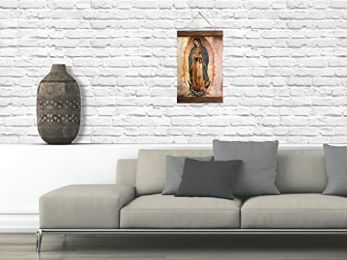 Virgen de Guadalupe Our Lady Religious Canvas Print Wood Framed Catholic Art 11.8 x 15.7 Inches