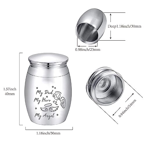 CREATCABIN Mini Cremation Urn Small Keepsake Urns Ashes Alloy Kit My Dad Hero Angel Metal Sharing Urn Memorials Miniatur Container Remains for Female Male Human Pets Angel & Fairy 1.6x1.2 Inch(Silver) Silver-Angel&Fairy