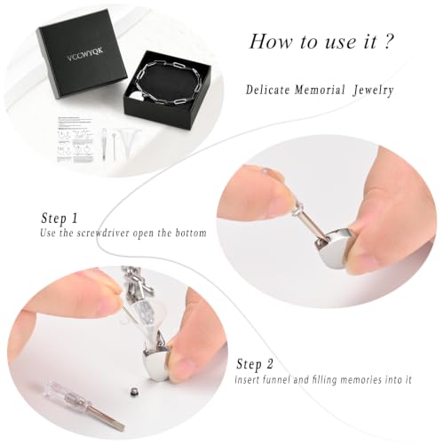 Heart Urn Bracelet for Ashes for Women Men Cremation Jewelry Silver-Perforated Side