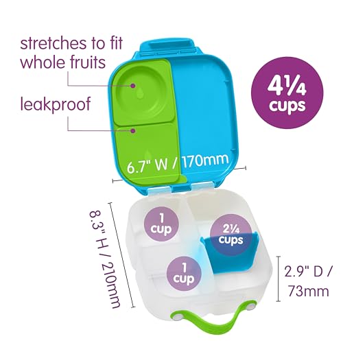 b.box Lunch Box Kids 2-pack, Mini Lunch Box + Snack Containers for Kids Blue/Green