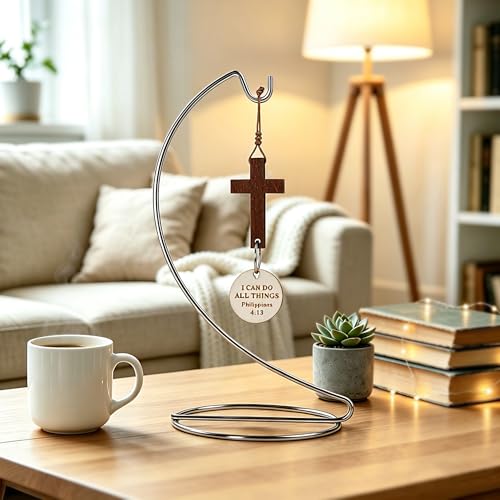 Decorative Standing Cross Christian for Friends, Sister, Coworker - Christian Faith Spiritual Decoration for Desk, Table Inspirational Gifts (I can do all things) I can do all things