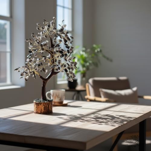 Handcrafted Tourmaline Crystal Gemstone Tree Natural Healing Stone Tree of Life for Protection, Grounding, and Negative Energy Shielding - Elegant Decor Feng Shui Gift