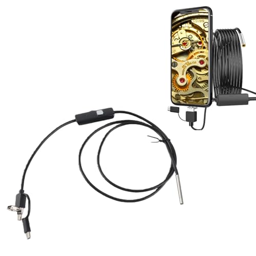 Endoscope Camera with Light, 3-in-1 Endoscope for Android Smartphones with USB-C Port, 3.9 mm Lens, High Resolution, Waterproof Endoscope with 6 Adjustable LED Lights (1 m Cable) 1 meter soft wire