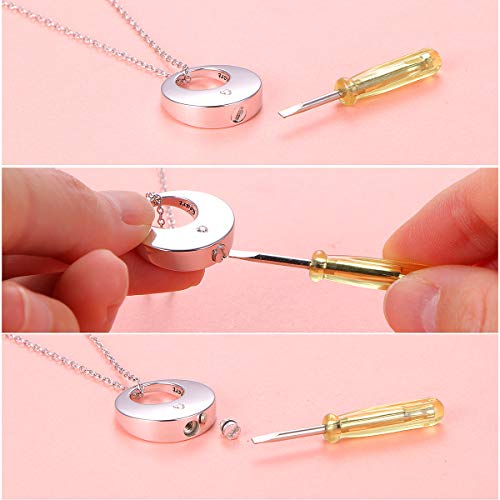 Flyow Urn Necklaces for Ashes for Women Cremation Jewelry 925 Sterling Silver Eternity Memorial Ashes Keepsake Pendant Adjustable Length Forever in My Heart