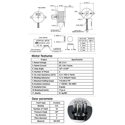High Temperature Nema14 36mm Pancake Motor 1A with 10 Tooth Gear 1A Compatible with Voron 2.4 CW2 Sherpa Mini Orbiter Extruder Ender 3 V2 pro Upgrade 3D Printer Accessories