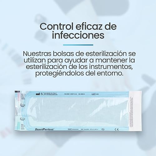 200 Sterilisation Bags (90 x 250 mm) Self-Adhesive for Steam Steriliser Autoclave, Bags for Sterilising Dental and Manicure Instruments - Medical Grade Paper