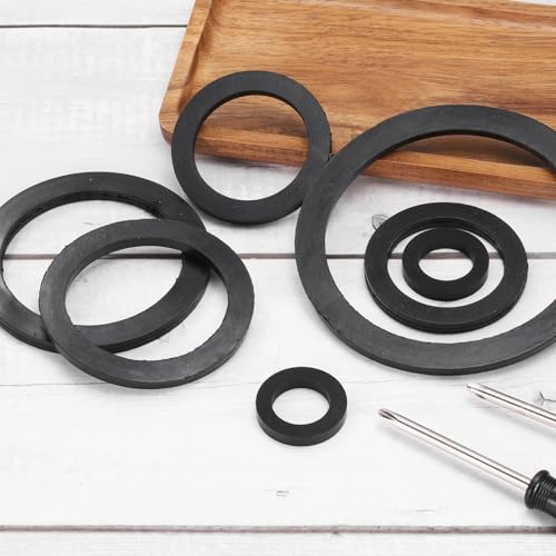 uxcell 8-piece black solid nitrile rubber flat washers, DN65, large O-ring sealing gaskets with 3-inch inner diameter