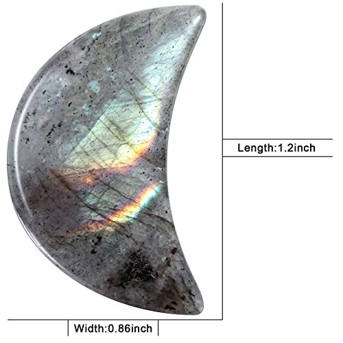 mookaitedecor 5Pcs Moon Shaped Crystal Pocket Palm Stone #1-Grey #1-Labradorite