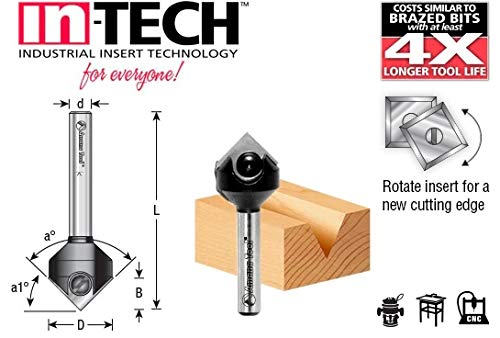 Amana Tool - RC-45711 In-Tech Insert Carbide V Groove 90 Deg x 11/16 Dia x 21/64 x 1/4 Inc 11/16 Dia x 21/64 x 1/4 In