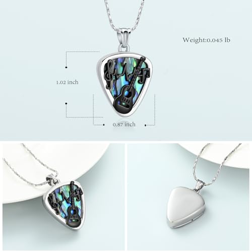 shajwo Guitar Pick Cremation Jewelry for Ashes Silver-Abalone Shell