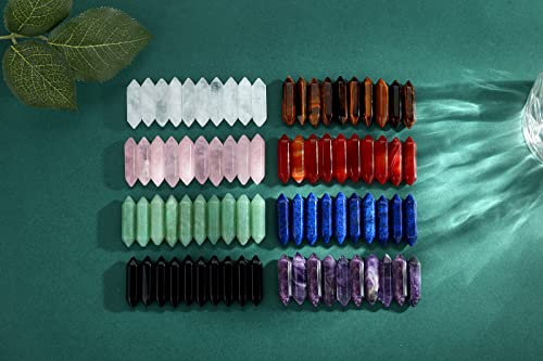 QINJIEJIE 20PCS Amethyst Crystals Wands Stones Set Healing Crystal Points Bulk Gemstones Hexagonal Polished Gems Natural Reiki Stone for Energy Balancing Meditation Witchcraft Gifts A- Amethyst