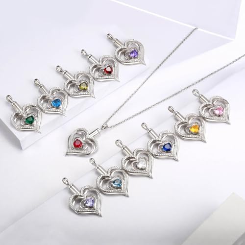 Sariel 925 Sterling Silver Heart Tree of Life Urn Necklace for Ashes Always in My Heart Keepsake Cremation Jewelry for Women October Heart Shape