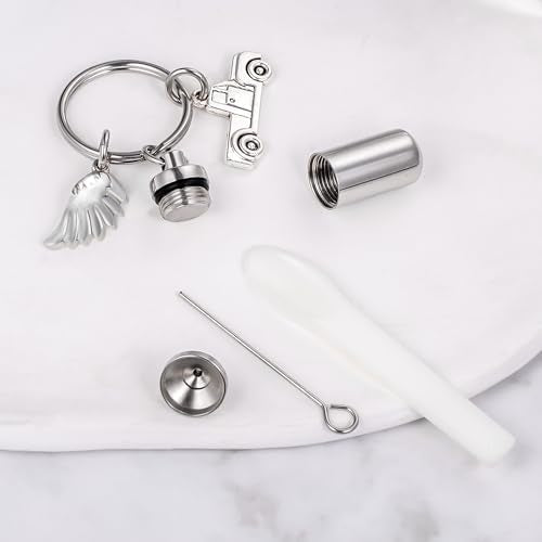 Gredstar Cremation Urn Keychain for Ashes, Cylinder Memorial Keepsake Silver