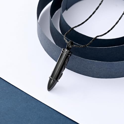 constantlife Bullet Urn Necklace for Ashes for Women Men Eagle Memorial Pendant Cremation Jewelry Human Pet Ashes Holder Keepsake Black
