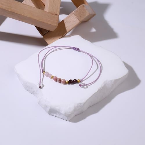 Natural Stone Healing Bracelets with Empowering Cards Adjustable Jewelry Gift for Men and Women Find Love