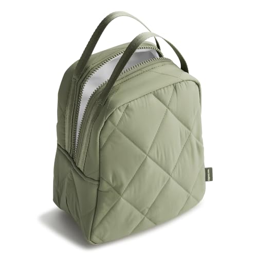 Vera Bradley Women's Featherweight Lunch Bag – Insulated Quilted Lunch Tote for Beach, Travel & Work – Deep Lichen Green
