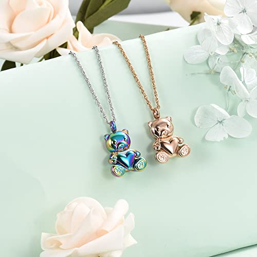 shajwo Teddy Bear Cremation Urn Necklace for Women Men 2PCS Teddy Bear