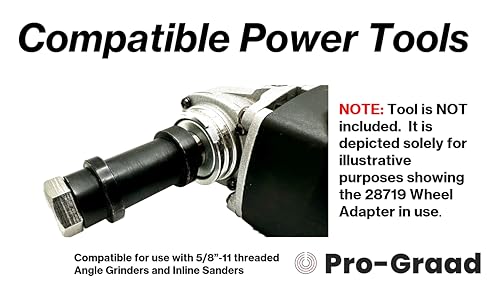 Pro-Graad 5/8"-11 wheel adapter kit for 1" arbor wheels, showing adapter components and hardware