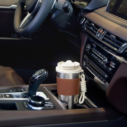 Flip Straw Travel Coffee Mug Leak Proof,Reusable Insulated Coffee Tumbler With Lid And Straw,Titanium Water Bottle Lightweight,Gift(BROWN) Brown