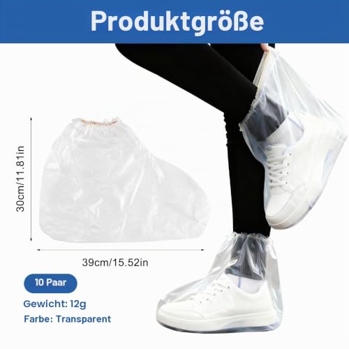 10 Pairs Shoe Covers Waterproof Disposable for Men and Women | Waterproof rain shoe covers with elastic, transparent overshoes, waterproof, disposable boot covers