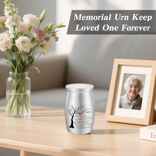 SOITIS Urns for Human Ashes 2.76 Inches Aluminum Small Urns for Human Ashes Keepsake, Mini Urn for Human Ashes Memorial Cremation Urns for Human Ashes-Tree of Life Funeral Keepsake Urn Silver