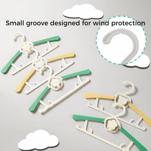 20 Pack Baby Clothes Hangers, Non-Slip and Extendable Toddler Hangers, 11-14 Inches Adjustable Plastic Kids Closet Hanger, Suitable for Infant Girls, Boys, Newborn and Children (Green) Green 20pc