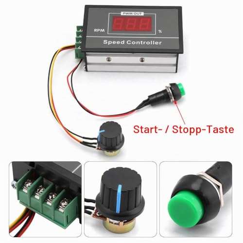 DC 6-60V 12V 24V 36V 48V 30A PWM DC Motor Speed Controller (PWM) Speed Adjustable, Stepless Controller with Start-Stop Switch