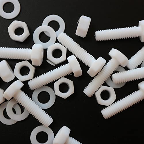 Caterpillar Red natural PTFE M5 x 20mm hex head plastic bolts, nuts and washers set