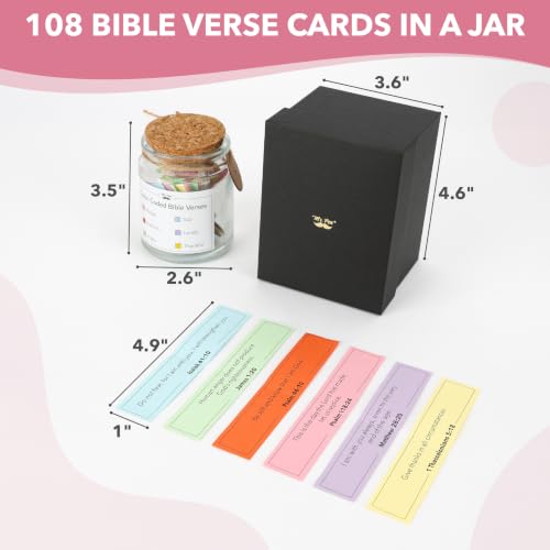 Mr. Pen- Color Coded Bible Verse Jar, 108 Bible Verse Cards in a Jar