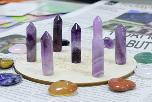 YATOJUZI 20PCS Amethyst Natural Healing Crystals Stones Sets Polished Tumbled Pocket Gemstones Bulk Wholesale Hexagonal Points Reiki Energy Balancing Chakra Meditation Therapy Gift for Women Men Purple-amethyst