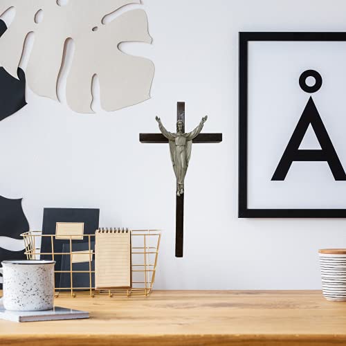Needzo Risen Christ Crucifix, Wooden Wall Cross for Home or Chapel Sanctuary Decoration, Hanging Religious Decor House Warming Gift, 10 Inches