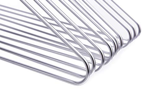 Quality Hangers Silver Aluminum Metal Coat Hangers Heavy Duty Suit Hangers 10 Pack (Adult Size Coat Hanger) Adult Size Coat Hanger