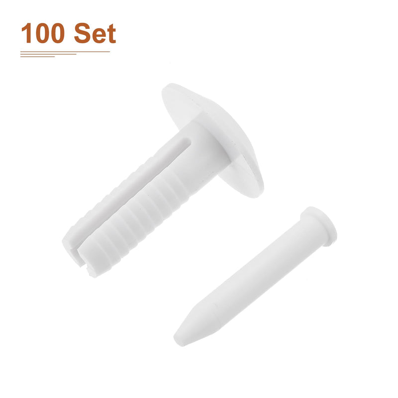 [Australia - AusPower] - 1/4" x 3/4" (D x L) Nylon Nail Drive Anchors - 100Pack - Good for Mechanical Equipment - Mushroom Nail Drive Anchors - White 1/4" x 3/4" 100 