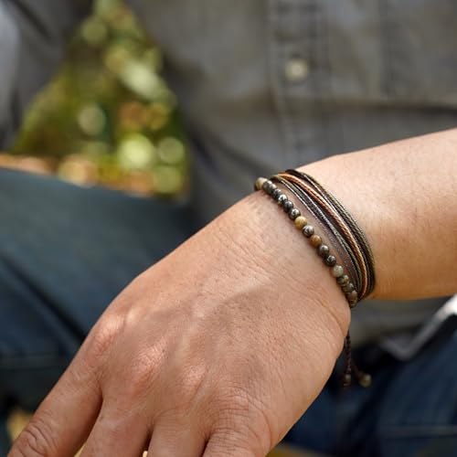 Mezcla Vida Natural Stone Beaded Bracelets for Men Women Unisex Adjustable Waterproof Rope Bracelets Set Valentine's Day Birthday Gifts for Boyfriend Husband Him pyrite associated with brown quartz ore