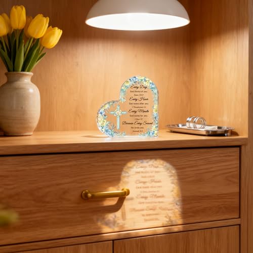 Heart Shaped Christian Gifts Acrylic Desk Plaque for Girls Women
