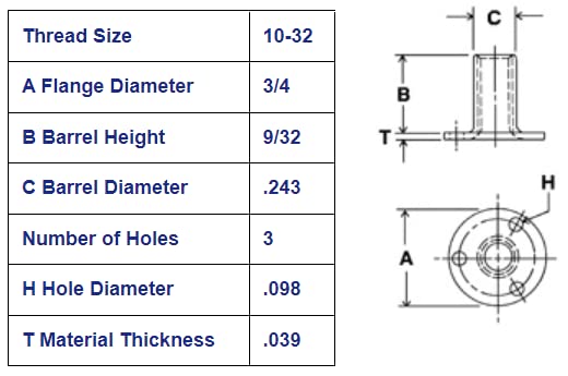 [Australia - AusPower] - Weld Nut Round Base with Holes 9/32" Tall 10-32 Thread - Zinc Finish 