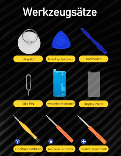 Bokman Display Repair Kit Compatible with Black iPhone X | (including glass, retina LCD, touch screen), matching professional tool kit included iPhone 11