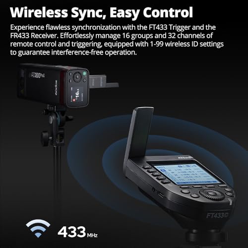 Godox FC433 N TTL Wireless Flash Trigger for Nikon, 433MHz, HSS 1/8000s, 100m Range, LCD, 32 Ch, 1-99 ID, Front/Rear Curtain Sync, TCM, Single-Contact Rapid-Fire, AA Batteries