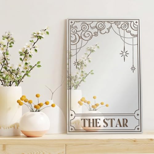 Lewtemi Tarot Mirror Acrylic Tarot Card Wall Decor Mystical Witchy Gifts for Women Sacred Space Fortune Teller Spirituality Astrology Witch Magi Art Decor (the Star) the Star