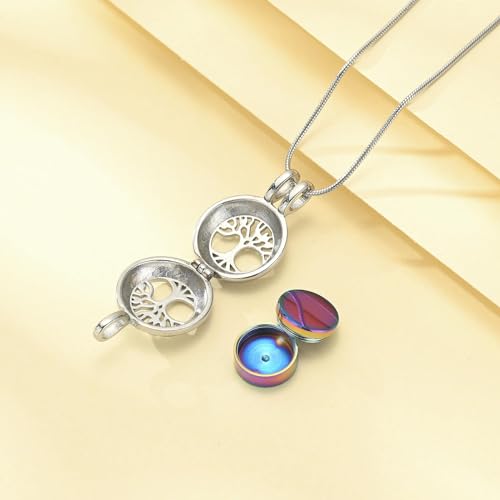 Tree of Life Cremation Jewellery for Ashes Pendant with Mini Keepsake Urn Memorial Human Pet Ash Jewellery rainbow