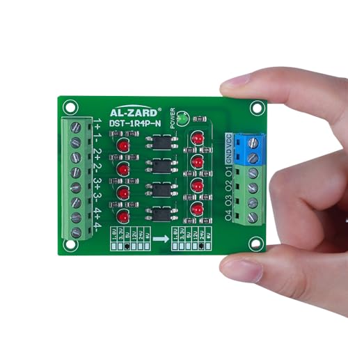 4 Channel Optocoupler Insulation Board, DST-1R4P-N 5V to 24V Optocoupler Insulation Module PLC Signal Converter Board for Signal Isolation, Single Chip Microcomputer