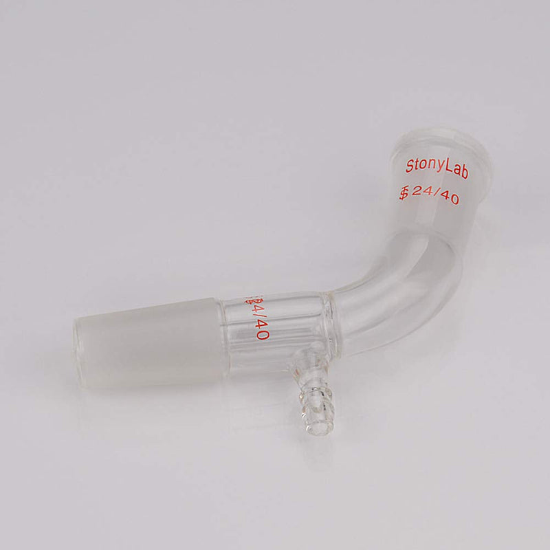 StonyLab Glass Vacuum Take Off Adapter, 105 Degree Bent, Short Stem with 24/40 Joints 24/40 Joint