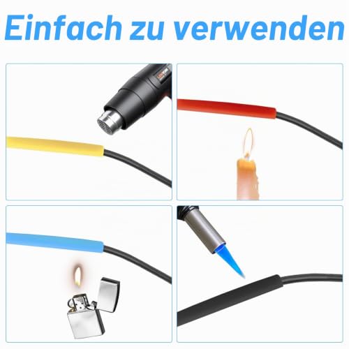 Lectorias 800 Piece Heat Shrink Tube Set, Heat Shrink Tube, Insulation Tube Cable, 5 Colors 12 Sizes, 2:1 Shrink Ratio, for Electrical Insulation and Wire Connections