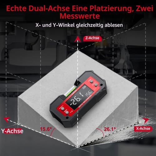 XUNTOP Digital Angle Measuring Device LED Double Axis Inclinometer Magnetic for Woodworking, Construction, Decoration, DIY