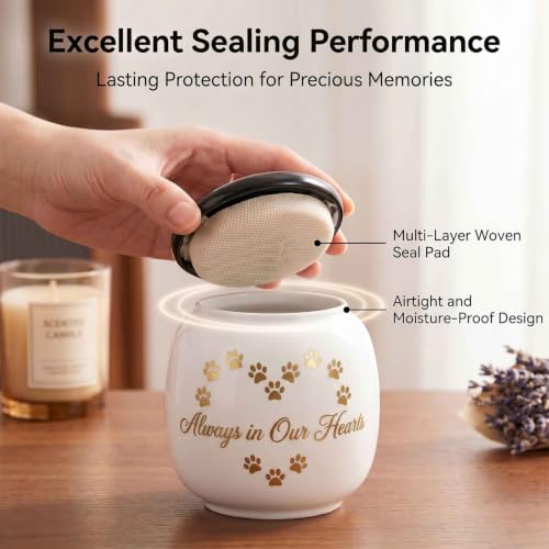 Pet Urn for Dog Cat Ashes, Always in Our Hearts Keepsake Urns Eternal Paw Hearts