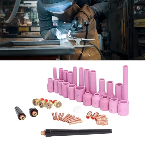 Welding Accessories Set Argon Arc Welding 46PCS Ceramic Nozzle Electrode Clamp Groove Connector Professional Welding Tool Assembly