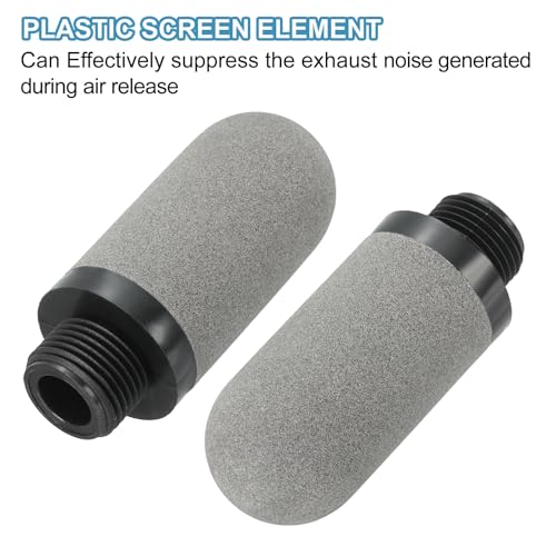 PATIKIL Plastic Pneumatic Air Silencer G 3/8 Pack of 2 Air Line Compressor Exhaust Fitting Solenoid Valve Silencer Baffle Pneumatic Silencer for Cylinder Oil Tanks, Gray | Air Line Compressor Exhaust Fitting Solenoid Valve Silencer Baffle Pneumatic...