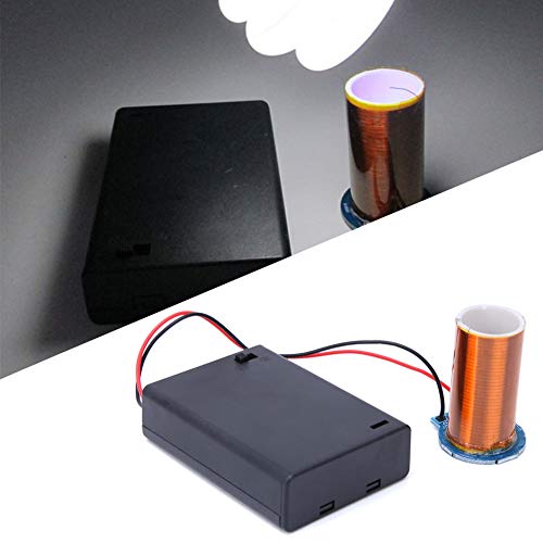Mini Coil DIY Kit, Battery Operated, PVC Housing, 4 cm Height, 200 Windings, Arc-Free, with Circuit Board and Secondary Coil for Experiments