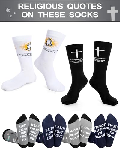 Shihanee 6 Pairs Christian Socks for Men Pastor Religious Gifts Retro